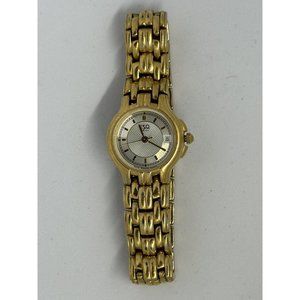 ESQ Esquire Swiss Watch Women 24mm Gold Tone Date 100467 New Battery 6" Z